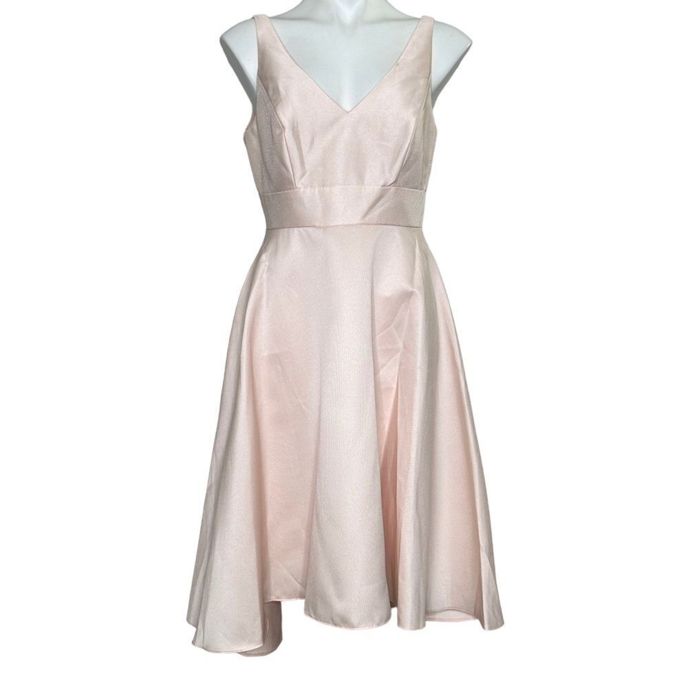 Alfred Sung high low satin dress Blush NWT 16